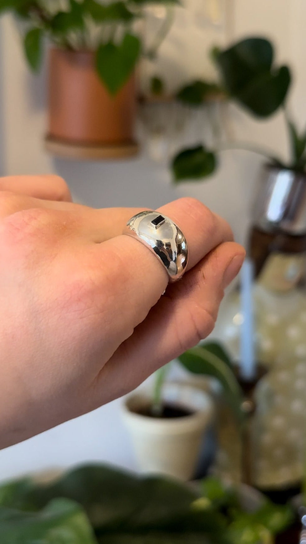 Black Spinnel Dome Ring, Size 9