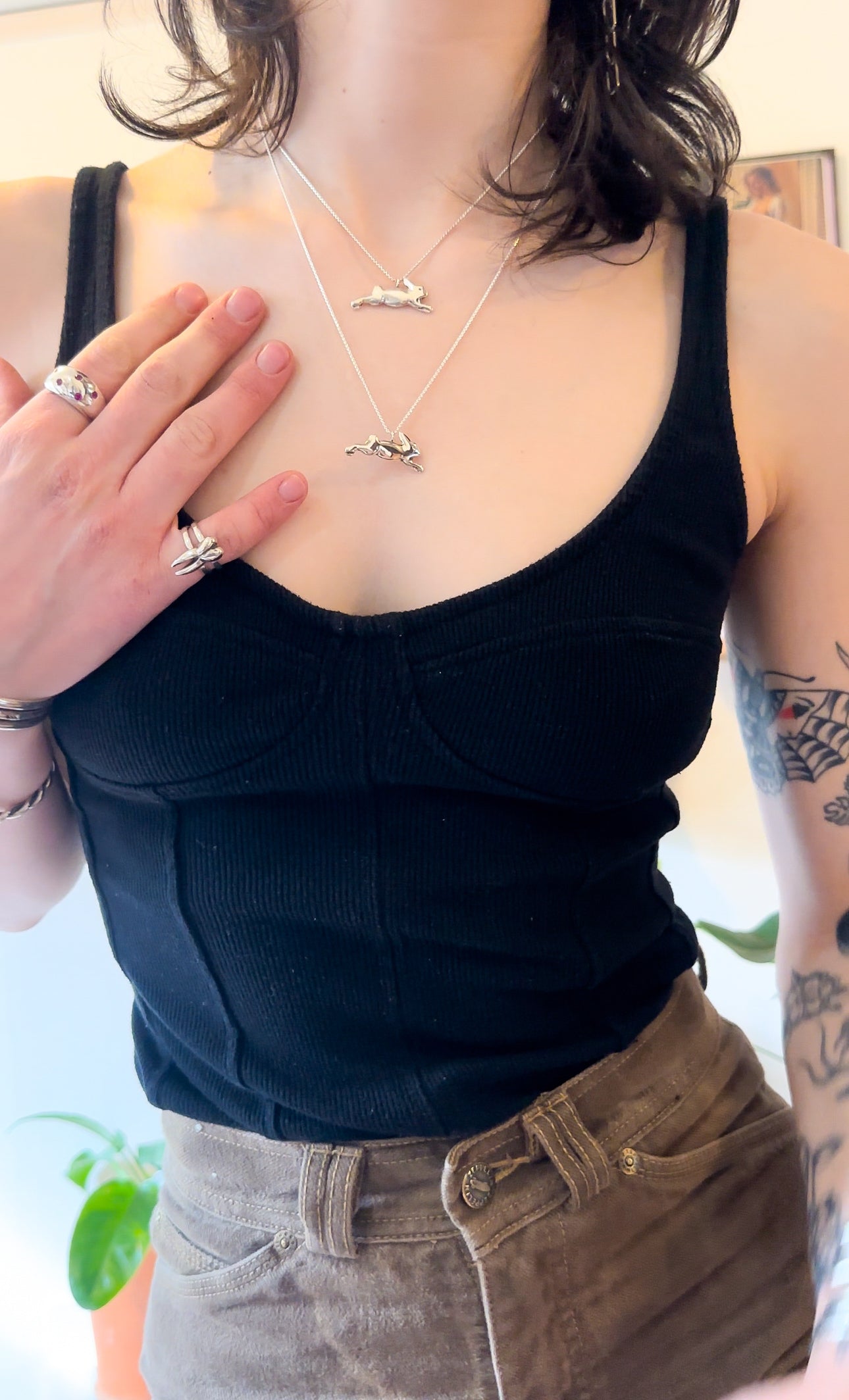 Diamond Eye Leaping Rabbit Necklace