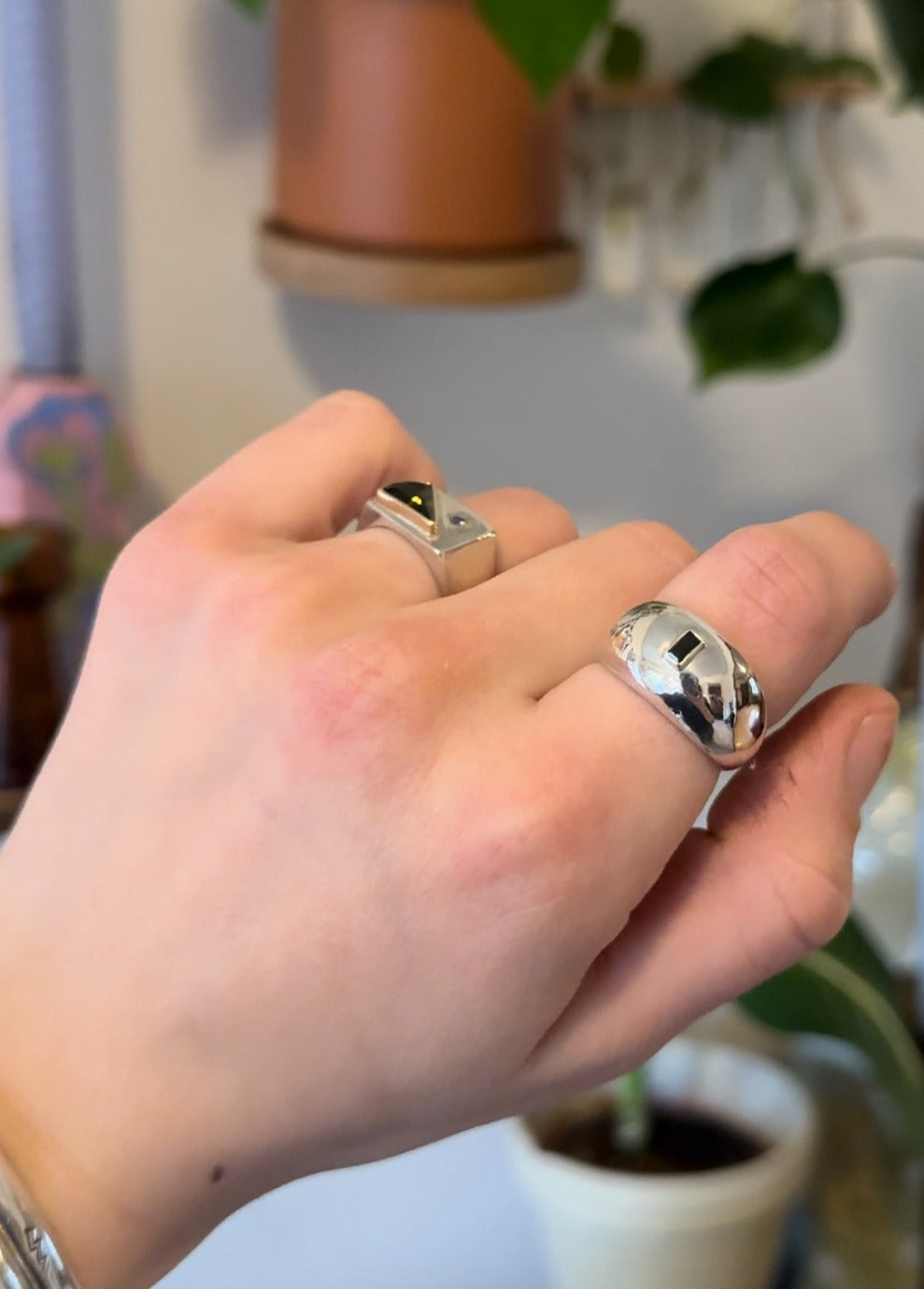 Black Spinnel Dome Ring, Size 9