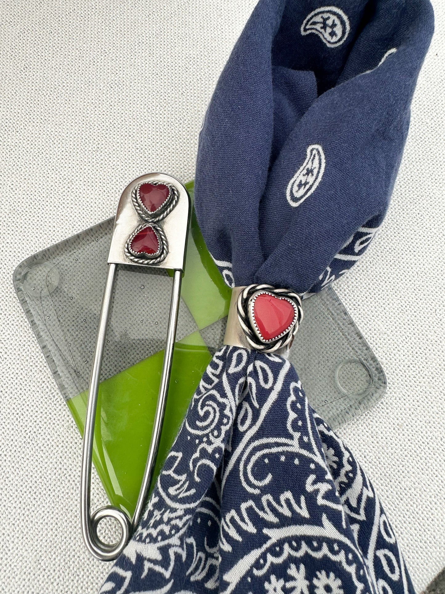 Double Heart Safety Pin