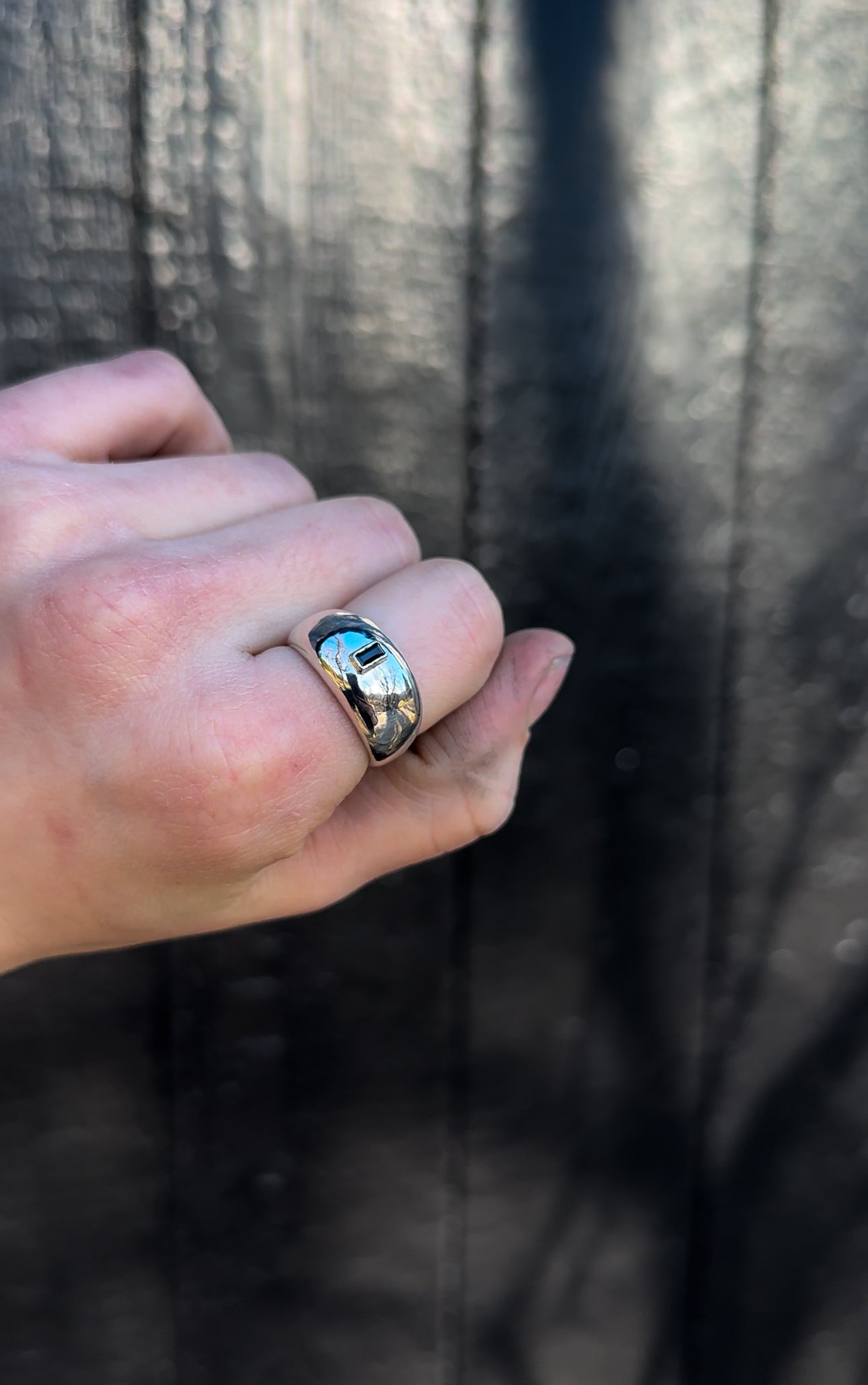 Black Spinnel Dome Ring, Size 9