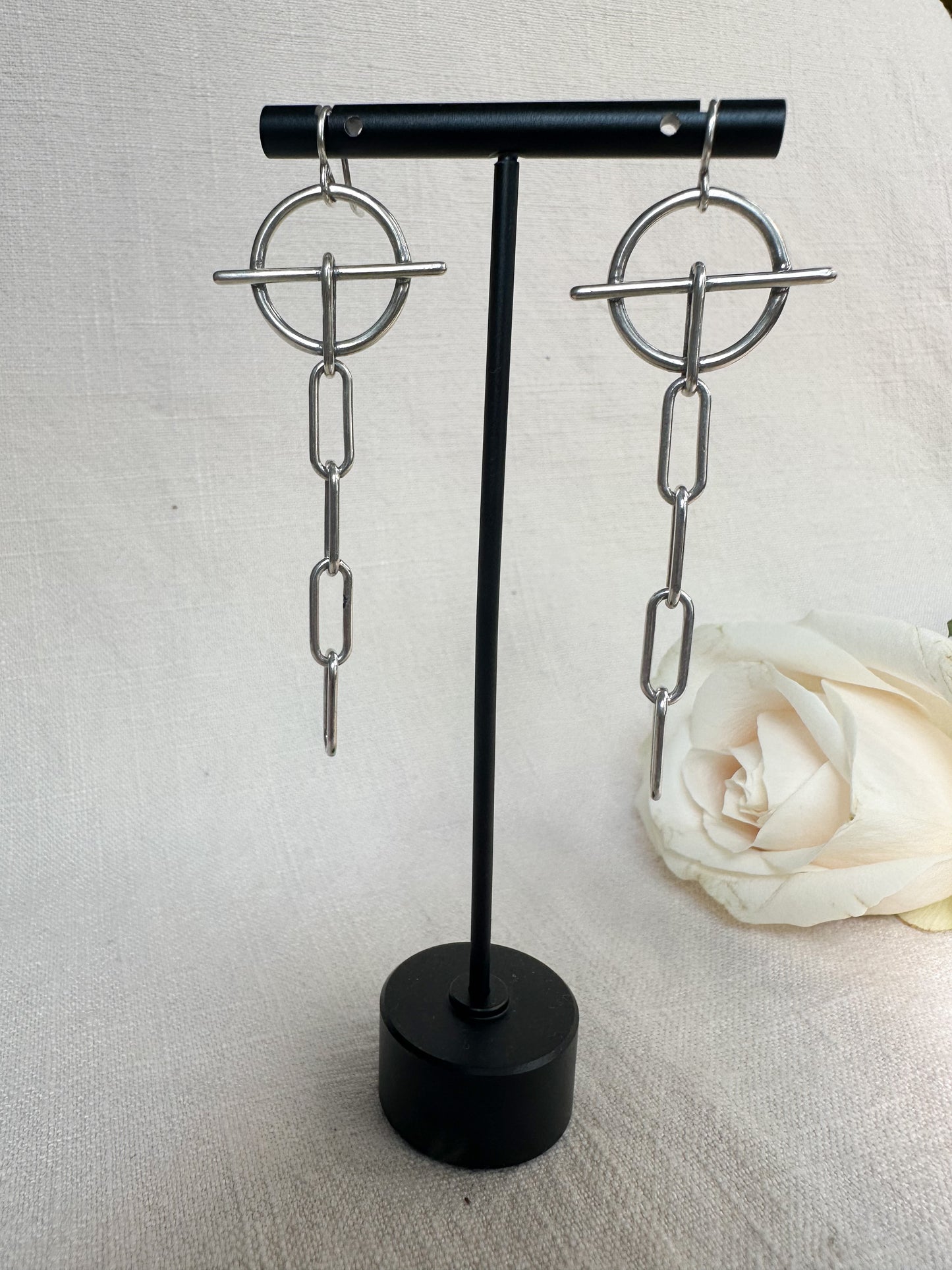 Circle & Chain Earrings