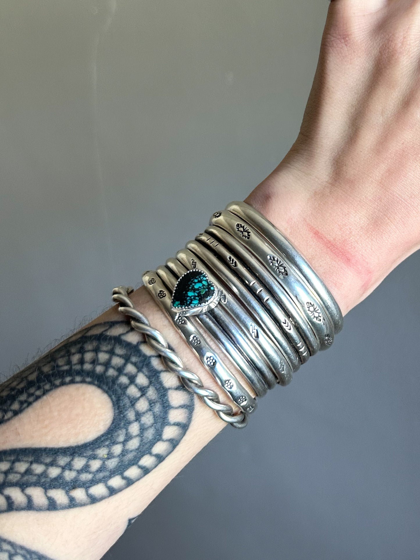 Turquoise Heart Double Band Cuff